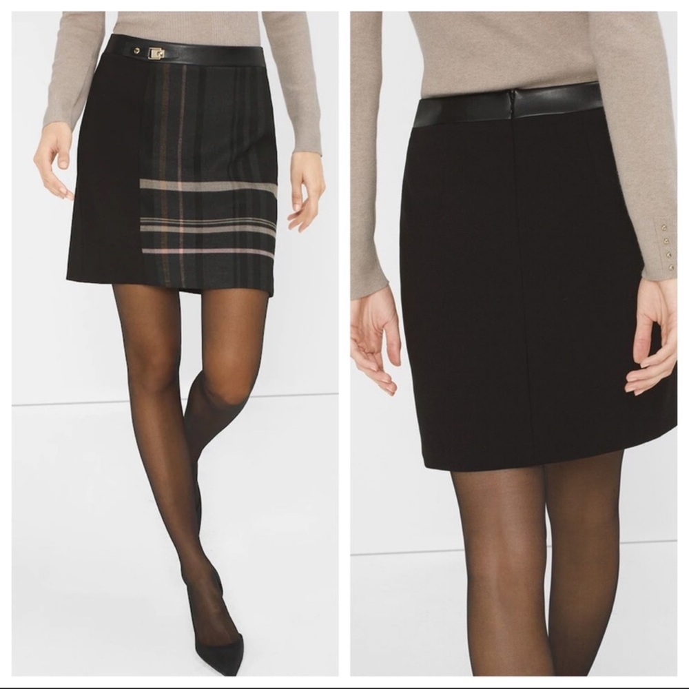 White House Black Market plaid panel skirt